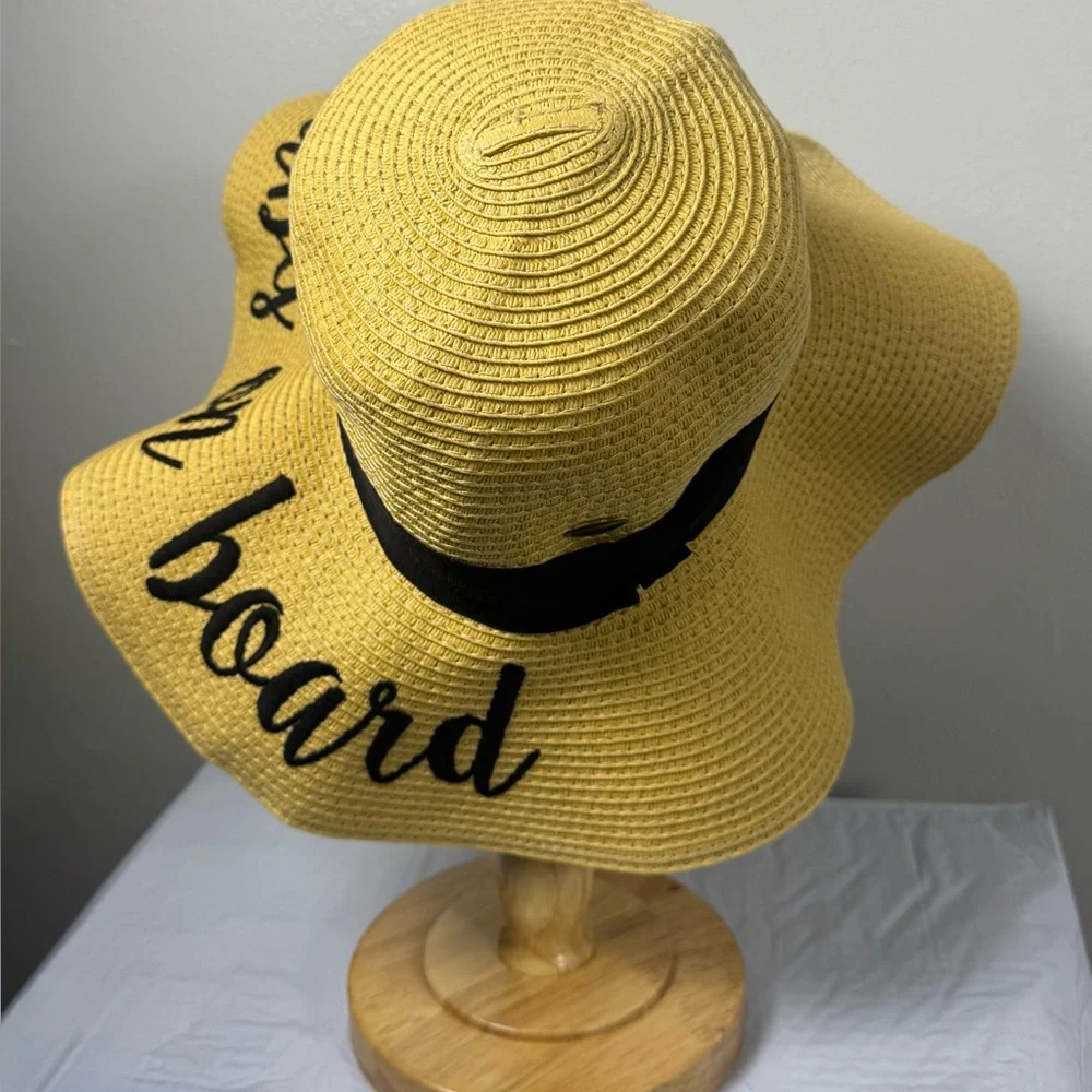 CC Exclusives Paper Floppy Sun Hat with Black Band Adjustable interior band